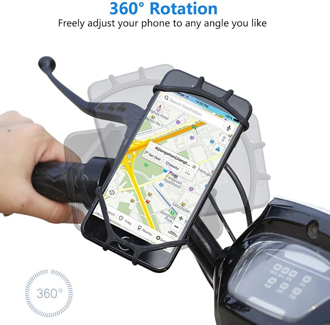 Kinizuxi 2 Pack Universal Bike Phone Mounts, 360 Rotation Silicone Holders for iPhone and Samsung, Compatible with 4.7-6.8 Inches Phones, Easy Installation