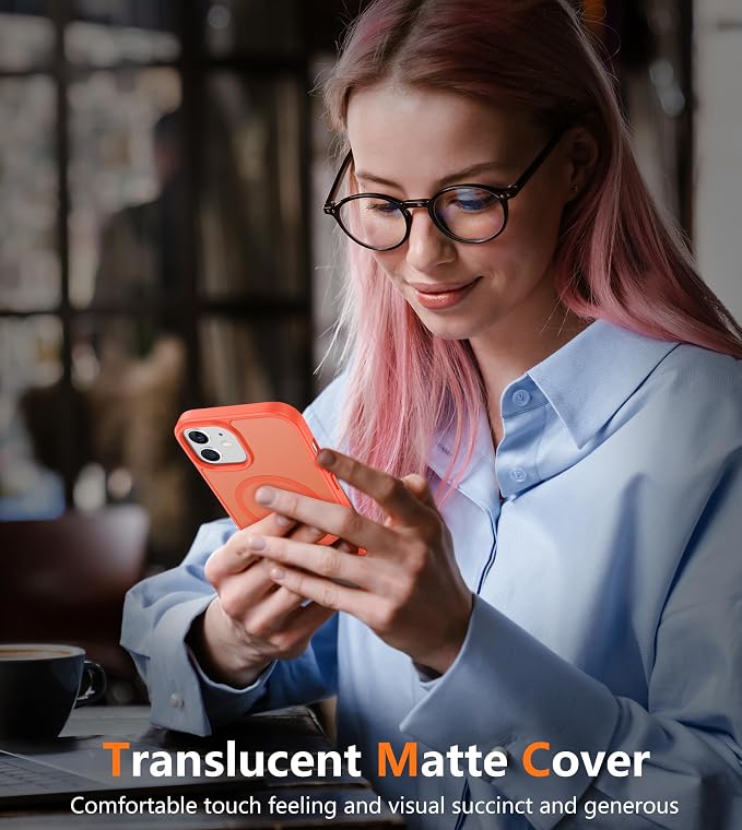 FNTCASE for iPhone 12 Phone Case: for iPhone 12 Pro Magnetic Matte Textured Military Grade Drop Protection Translucent Cell Phone Cover - Slim Durable Shockproof Protective Bumper