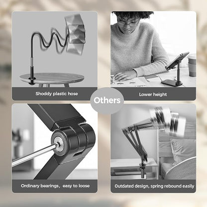 Tablet Stand Holder for Desk Aluminum Alloy Ipad Desk Mount Monitor with 360°Rotate Base, Adjustable&Foldable Tablet Arm for 4.7"-15.6" Screen Phone,Kindle,Fire HD,Monitor