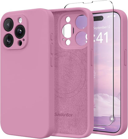 Magnetic for iPhone 12 Pro Max Case, Compatible with MagSafe, [Full Camera Protection][Screen Protector] Silicone Shockproof Protective Phone Case for iPhone 12 Pro Max 6.7", Blackcurrant