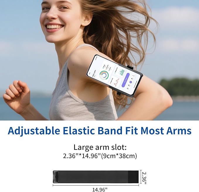 Armband Phone Holder, No Screen Blocking, 360° Rotating Arm Phone Mount, Memory Lock, Quick Release, for Android, iPhone 17/16/15/14/13 Pro Max/Pro/Mini/12/11/SE/Xs/XR/8 Plus, Fits 4–6.7" Phones