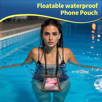 IP68 Waterproof Phone Pouch Up to 6.8", Floating Waterproof Phone Case for iPhone 15 14 13 Pro Max, Galaxy S24 S23 S22 Ultra, Cellphone Dry Bag Cruise Beach Essential, Black