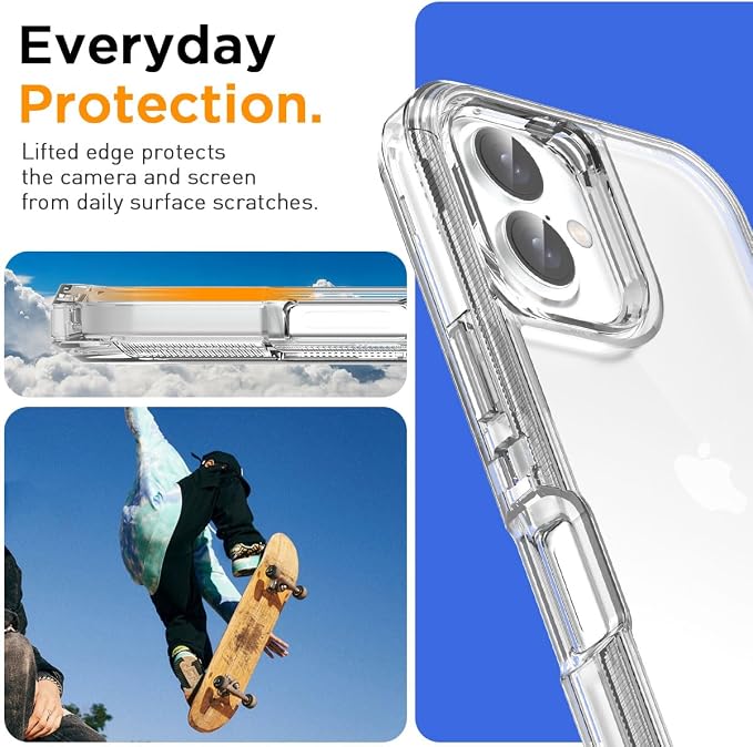 AICase for iPhone 16 Case Clear 3 in 1 Heavy Duty Drop Protection Full Body Rugged Shockproof/Dust Proof 3-Layer Military Protective Tough Durable Cover for iPhone 16 6.1"_1