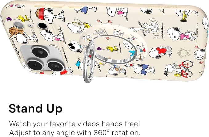 VELVET CAVIAR Compatible with MagSafe Phone Grip 2.0 | Cute Magnetic Ring Holder | Finger Loop Kickstand | Pop On Accessory for iPhone 17, 16, 15, 14, 13, 12 | Snoopy Moods