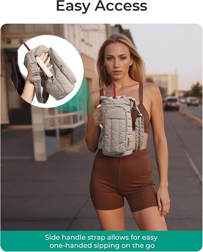 BAGSMART Water Bottle Holder Bag with Strap, 40/32 oz Crossbody Bag Gym Accessories, Sling Purses for Women