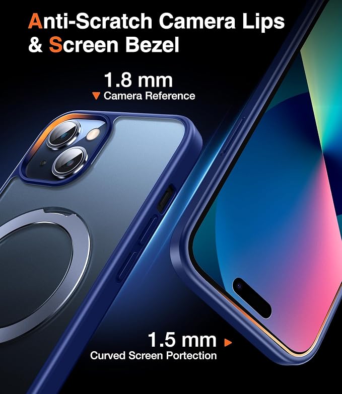 Chicfun 3-in-1 [Magnetic+Kickstand+Ring Holder] for iPhone 13 Case, iPhone 14 Case Compatible with MagSafe, Phone Case iPhone 13/14 with Stand Military Shockproof Protective Magnetic Cover Blue