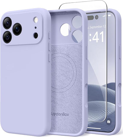 Magnetic for iPhone 17 Pro Case, Compatible with MagSafe, [Full Camera Protection][Screen Protector] Silicone Shockproof Protective Phone Case for iPhone 17 Pro 6.3", Lilac