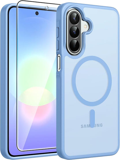 FNTCASE for Galaxy A27 5G Phone Case, Fit for Magsafe, Screen Protector | Translucent Matte, 14FT Military Grade Drop Protection, Slim Shockproof Protective, for Samsung A 27 4G Cover, Light Blue