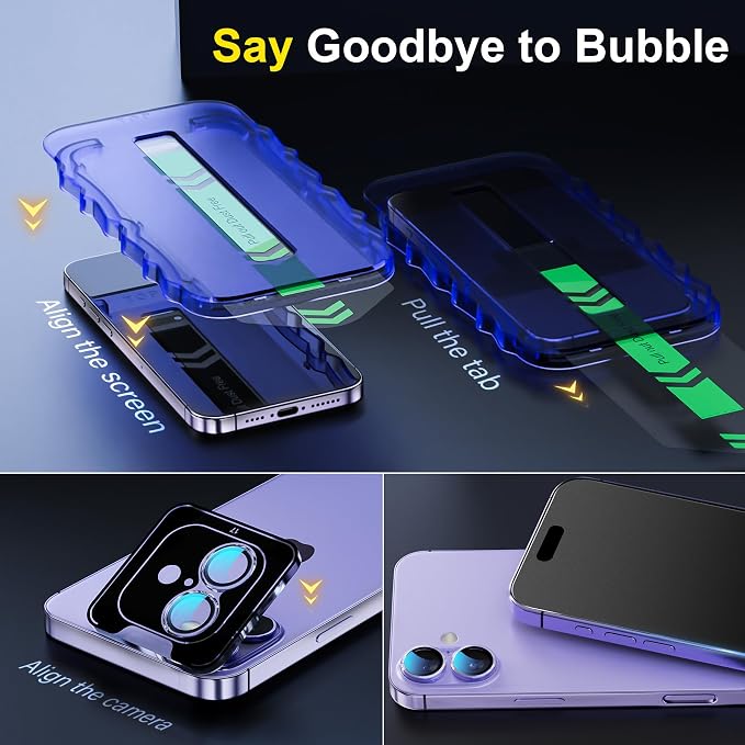YWXTW 2 Pack for iPhone 17 Matte Screen Protector 6.3 Inch + 1 Set Camera Lens Protector, [1S Pull-Out] Anti Glare Anti Fingerprint 17 Glass Screen Protector, Bubble Free, Smooth as Silk