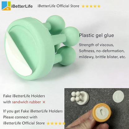 iBetterLife Good Grips Razor Holder - 6Pcs Self Adhesive Silicone Toothbrush Holders Wall Mounted to Mirror for Shower Hanging Towel, Functional Waterproof Hook for Bathroom Kitchen Living Room Office