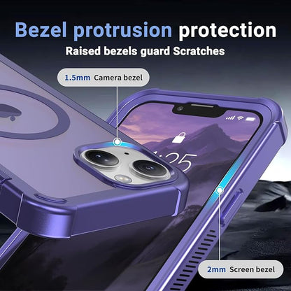 jaroco Magnetic for iPhone 13 Case, [Compatible with MagSafe][Military Grade Drop Protection][Heavy Duty Protection][Non-Slip][Shockproof] 2-Layer Durable Bumper Phone Case 6.1''-Dark Purple