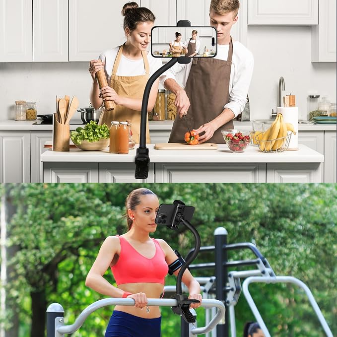 [Upgrade] Phone Holder Jaws Flex Clamp,11.8" Gooseneck Arm Aluminum Alloy Ball Head Mount for Desk/Table/Pole/Board,Compatible with 3.5~7.5" iPhone/HTC/LG/Nexus/Huawei/Smartphone
