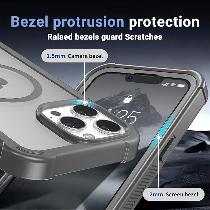 jaroco Magnetic for iPhone 13 Pro Case, [Compatible with MagSafe][Military Grade Drop Protection][Heavy Duty Protection][Non-Slip][Shockproof] 2-Layer Durable Bumper Phone Case 6.1''-Gray