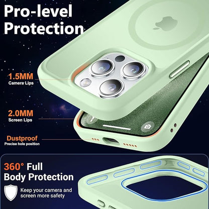 MOCCA Strong Magnetic for iPhone 15 Pro Case, [Compatible with Magsafe][13FT Military Drop Protection] Slim Translucent Matte Shockproof Case for iPhone 15 Pro Phone Case 6.1'', Light Green