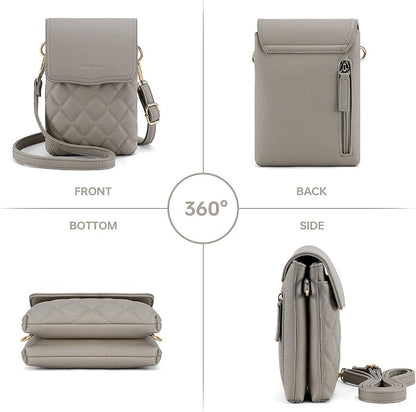 RFID Small Crossbody Purses for Women Quilted Cell Phone Purse with RFID Blocking Credit Card Slots