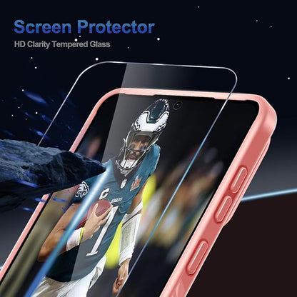 RMOCR for Samsung Galaxy S25 Edge Case with Screen Protector+Lanyard Wrist Strap,Magnetic Translucent Matte Rugged Slim Phone Cover Built in Invisible Kickstand [Fit for MagSafe],2025 Cute Pink