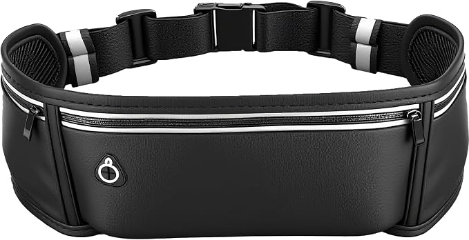 Running Belt for Phone – Adjustable Running Waist Pack with 3 Pockets Fits Up to 7.2 Inch Phones, Slim Running Fanny Pack for Men & Women Jogging Hiking Fitness