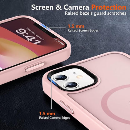 MOCCA Strong Magnetic for iPhone 12 Case/iPhone 12 Pro Case, [Compatible with Magsafe][Mil-Grade Drop Protection] Slim Shockproof Translucent Protective Phone Case for iPhone 12/12 Pro, Pink