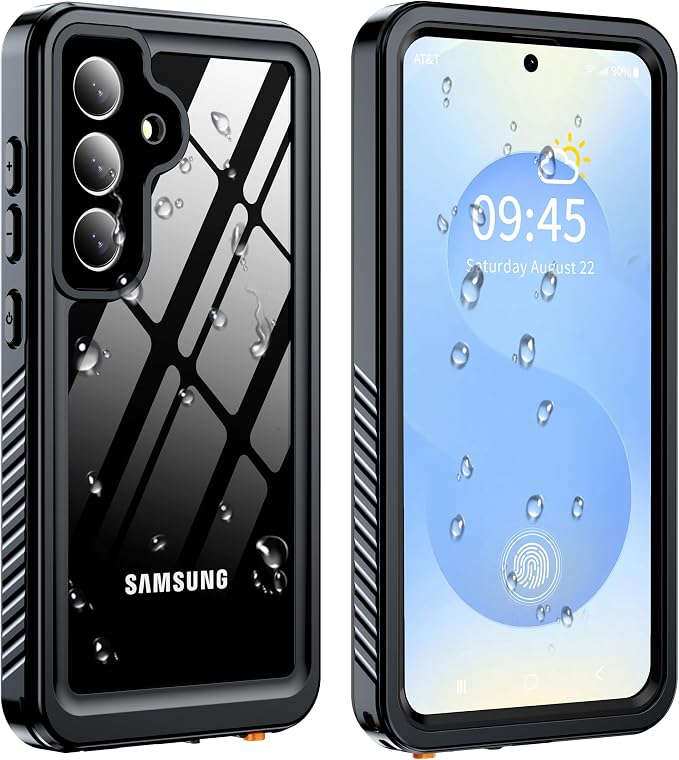 GOLDJU for Samsung Galaxy S25 Case Waterproof,IP68 Waterproof Dustproof Case with Built-in Screen Protector, Full Body Protective Phone Cover for Galaxy S25 6.2 Inch, Black/Clear