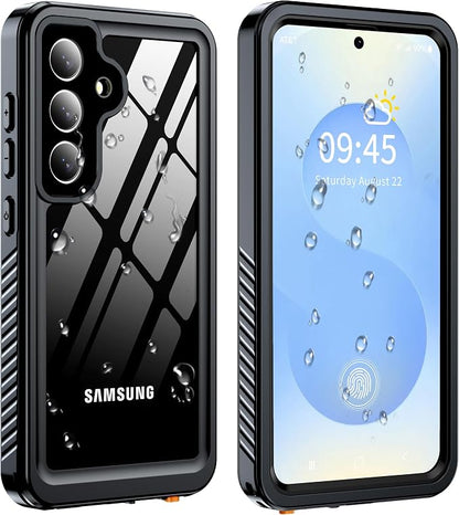 GOLDJU for Samsung Galaxy S25 Case Waterproof,IP68 Waterproof Dustproof Case with Built-in Screen Protector, Full Body Protective Phone Cover for Galaxy S25 6.2 Inch, Black/Clear