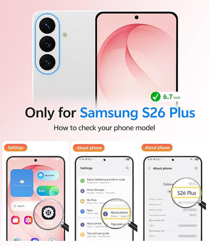 FNTCASE for Samsung Galaxy S26+ Plus Case: [Fit for Magsafe] [Full Camera Protection + Screen Protector] Translucent Matte Military Grade - Shockproof Protective Phone Cover for S26 Plus - Pink