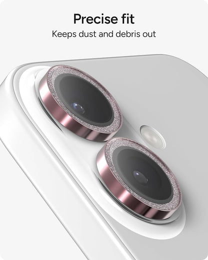 ZAGG iPhone Camera Lens Protector for iPhone 17/16/ 16 Plus - Pink Glitter, Camera Ring, Maximum Impact & Scratch Protection, Anti-Reflective Technology, Smudge-Resistant, Precise Fit, Glass Elite