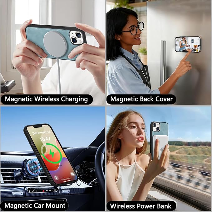 Wallet Case for iPhone 14 Plus with Card Holder/Crossbody Wallet/Strap| RFID Blocking | Magnetic | Kickstand | Detachable | PU Leather Phone Case for iPhone 14 Plus,6.7 in,Blue