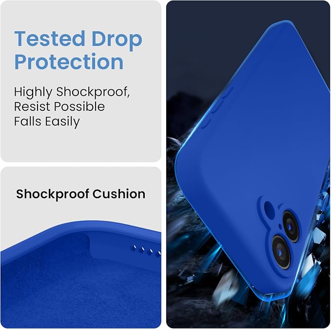 FireNova Designed for iPhone 16 Case, Silicone Upgraded [Camera Protection] Phone Case, Soft Anti-Scratch Microfiber Lining Inside, 6.1 inch, Klein Blue