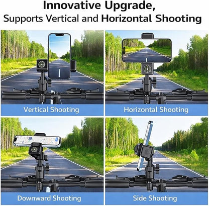 Temvue Bike Phone Mount with Compass, 1080° Rotation, Universal Handlebar Phone Holder, Shockproof and Secure Motorcycle Phone Mount, Compatible with All Smartphones.