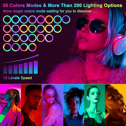 13" Selfie Ring Light with Stand 76" Tall & Phone Holders,Sunset Lamp, Tablet Holder,Desk Tripod& 51 Color Modes, Ring Light Tripod for iPhone,Video Recording,Live Streaming(TikTok/YouTube/Instagram)