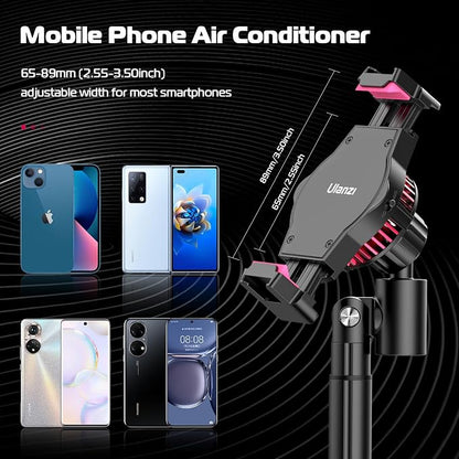 ULANZI SK-06 Cell Phone Stand with Phone Cooler, Desktop Phone Live Streaming Solution with Phone Cooling Fan, Height Adjustable Phone Cooler Stand Compatible with All Mobile Phones, iPhone & Android