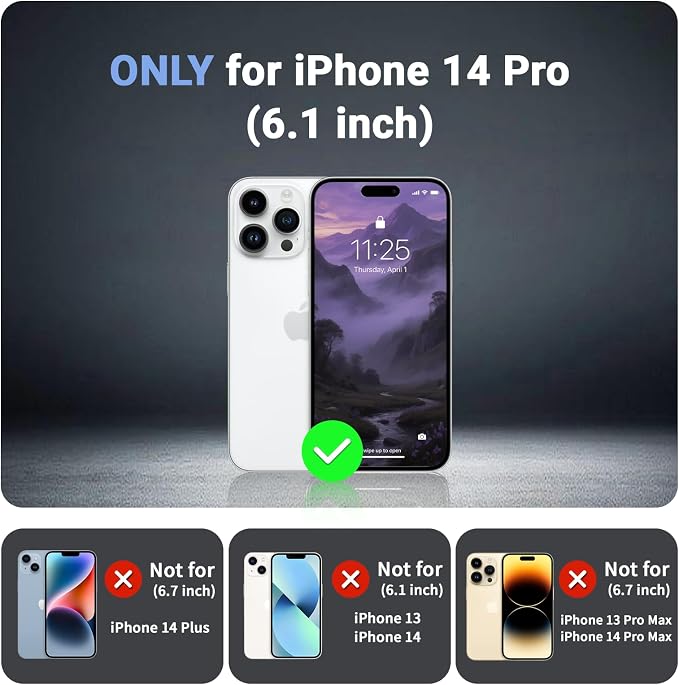jaroco Magnetic for iPhone 14 Pro case, [Compatible with MagSafe][Military Grade Drop Protection][Heavy Duty Protection][Non-Slip][Shockproof] 2-Layer Durable Bumper Phone Case 6.1''-Dark Purple