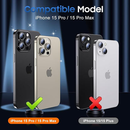 UniqueMe for 3 Pack iPhone 15 Pro/iPhone 15 Pro Max Camera Lens Protector, [Drop Protection] [Case Friendly] Camera Cover Screen [Update New Version] - All-Black