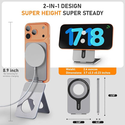 Magnetic Tripod for iPhone, Aluminium Phone Tripod Stand Compatible with Magsafe iPhone 17/16/15/14/13/12 Series, Foldable Strong Magnetic Phone Stand & Travel Essentials Accessories