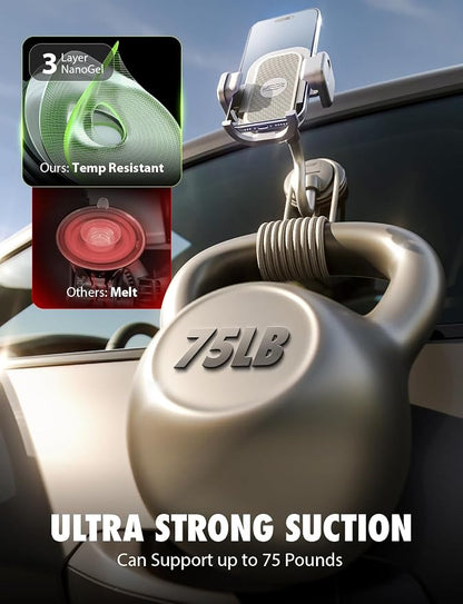 Bracketron TripGrip PRO Car Phone Holder Mount - Phone Holders for Your Car with 7.5" Flexible Gooseneck for Dash & Windshield - Compatible with Most Smartphones