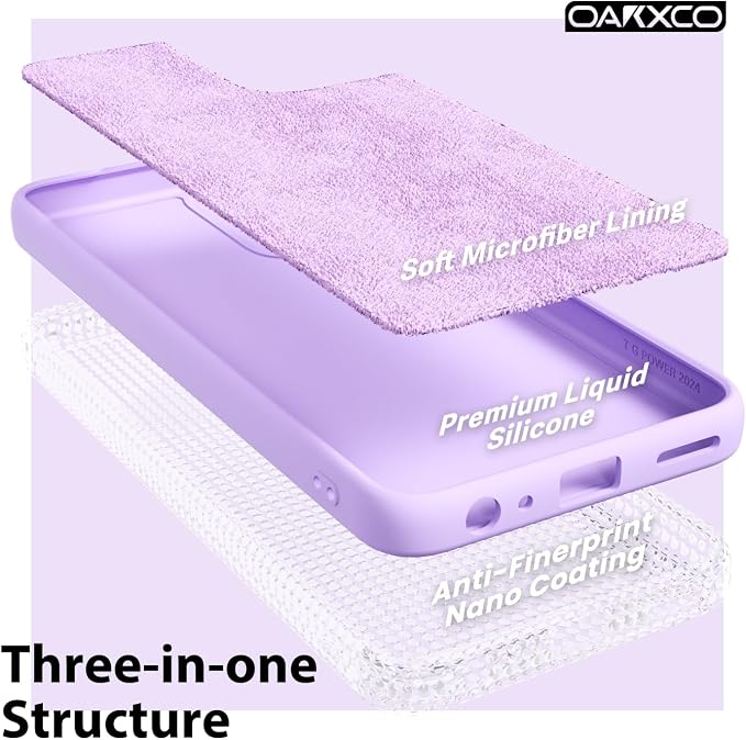 oakxco for Motorola Moto G Power 5G 2024 Phone Case Liquid Silicone, Thin Slim Soft Rubber Gel TPU Plain Simple Cover for Women Girl Cute, Matte Solid Color, Lilac Purple Lavender