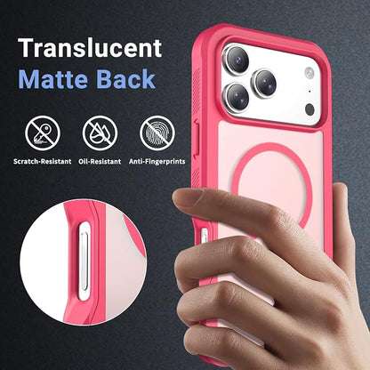 jaroco Magnetic for iPhone 17 Pro Max Case, [Compatible with MagSafe][Military Grade Drop Protection][Heavy Duty Protection][Non-Slip][Shockproof] 2-Layer Durable Bumper Phone Case 6.9''-Rose
