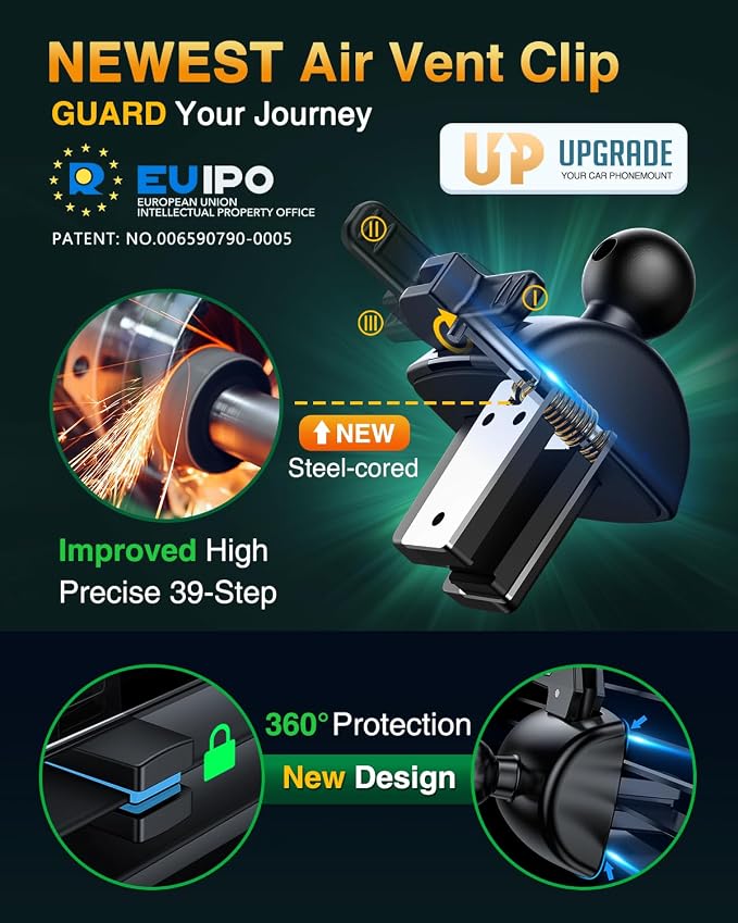 VANMASS [Pro Version] Universal Car Phone Mount [Super Suction Cup] Dashboard Phone Holder, Handsfree Windshield Dash Vent Phone Holder Car, Compatible for iPhone 16 15 14 13 Samsung LG & Truck,Green