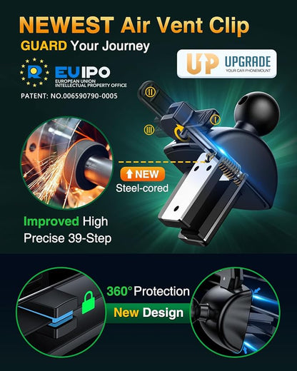 VANMASS [Pro Version] Universal Car Phone Mount [Super Suction Cup] Dashboard Phone Holder, Handsfree Windshield Dash Vent Phone Holder Car, Compatible for iPhone 16 15 14 13 Samsung LG & Truck,Green