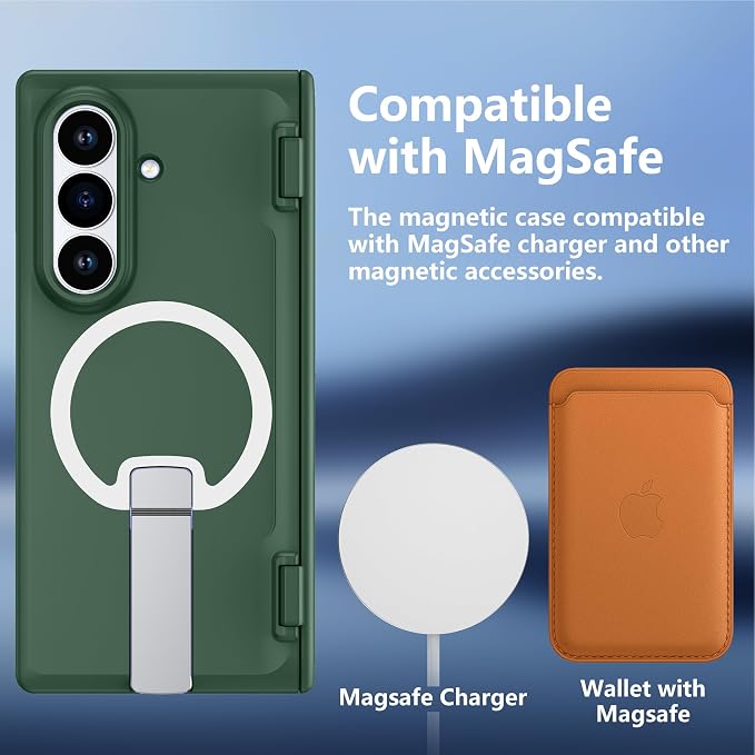 For Samsung Galaxy Z Fold 8 Ultra Case with Kickstand & Screen Protector | MagSafe-Compatible,Military Grade Drop Tested Non-Slip Slim Shockproof Case for Samsung Galaxy Z Fold 8 Ultra-Dark Green