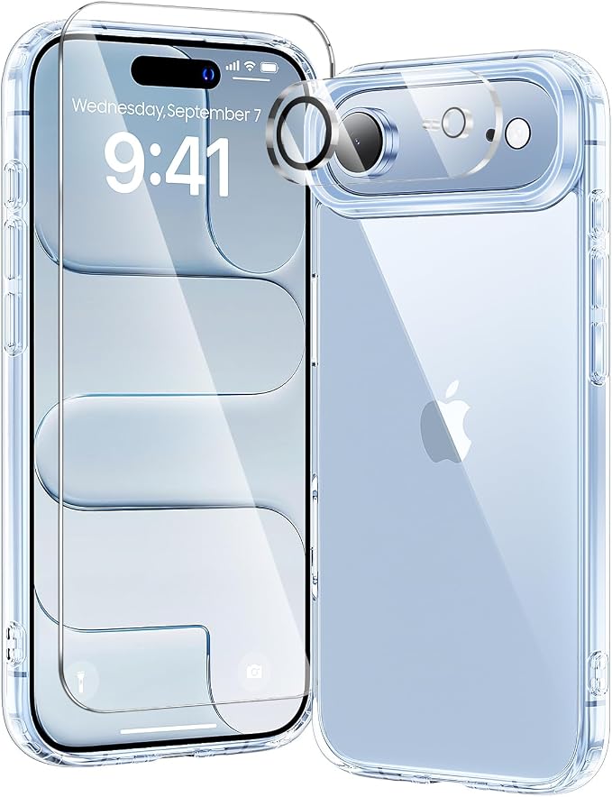 3 in 1 for iPhone Air Case Clear,Yellowing-Resistant Acrylic Back, Screen Protector *1 & Camera Lens Protector*1, Shockproof for Phone Cover 6.5 inch