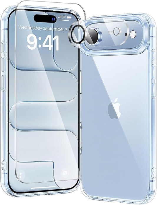 3 in 1 for iPhone Air Case Clear,Yellowing-Resistant Acrylic Back, Screen Protector *1 & Camera Lens Protector*1, Shockproof for Phone Cover 6.5 inch