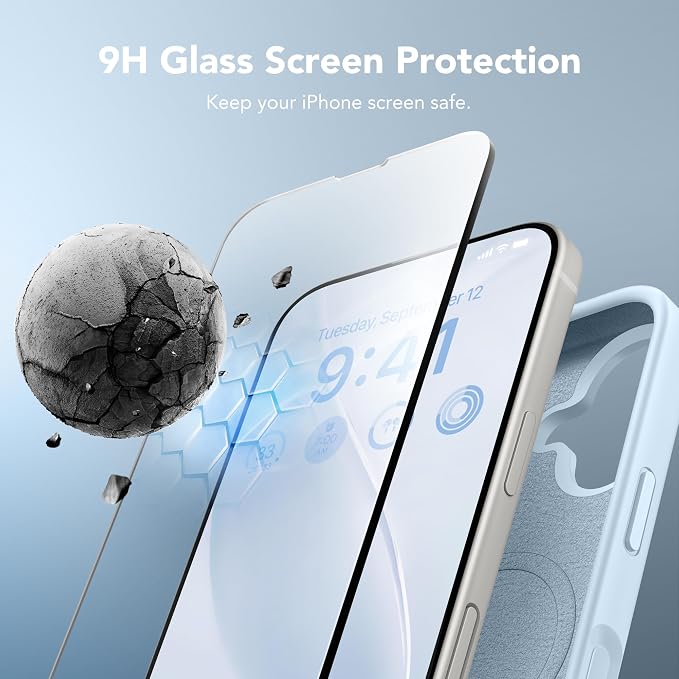 GONEZ Magnetic for iPhone 16 Case, Compatible with MagSafe, [Screen Protector + Camera Lens Protector], Liquid Silicone Shockproof Protective Phone Case for iPhone 16 6.1", Blue