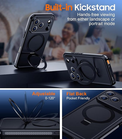Temdan Magnetic Compatible with iPhone 17 Pro Max Case,Waterproof Built-in Screen & Camera Protector IP68 Underwater Full Body 17FT Military Dropproof Shockproof Phone Case 6.9"-Gray/Black