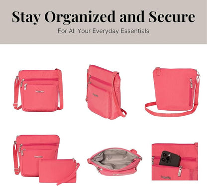 Baggallini Pocket Crossbody Bags for Women 8x8 Small Lightweight Durable Water-resistant Travel Purse W/Rfid