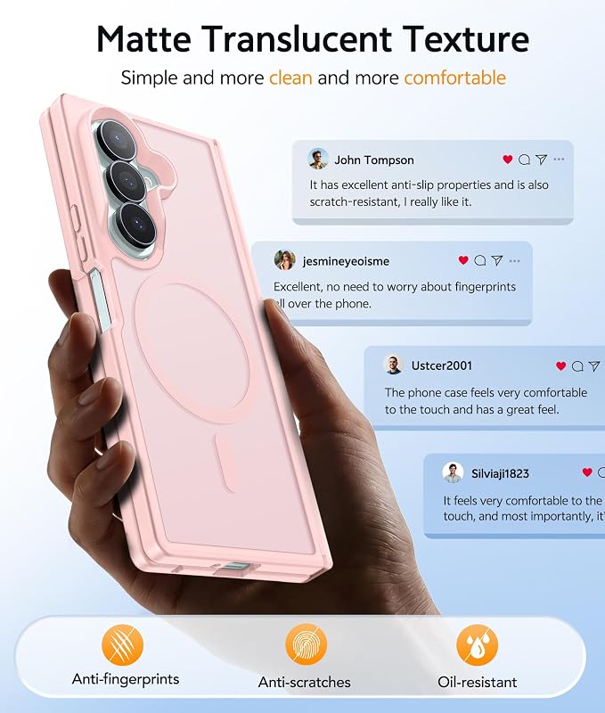 FNTCASE for Samsung Galaxy Z Fold 8 Ultra / Z Fold 7 Case, Fit for Magsafe | Hinge Protection, Screen Protector, Translucent Matte, 14FT Military Grade Drop Proof, Protective Phone Cover, Light Pink