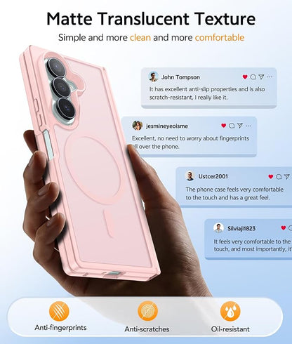 FNTCASE for Samsung Galaxy Z Fold 8 Ultra / Z Fold 7 Case, Fit for Magsafe | Hinge Protection, Screen Protector, Translucent Matte, 14FT Military Grade Drop Proof, Protective Phone Cover, Light Pink