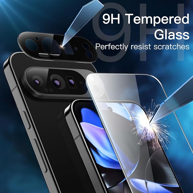 JETech Screen Protector for Google Pixel 9 Pro, 2+2 Pack | with Camera Lens Protector, HD Clear Tempered Glass, Anti-Scratch Protection, Easy Installation Tool