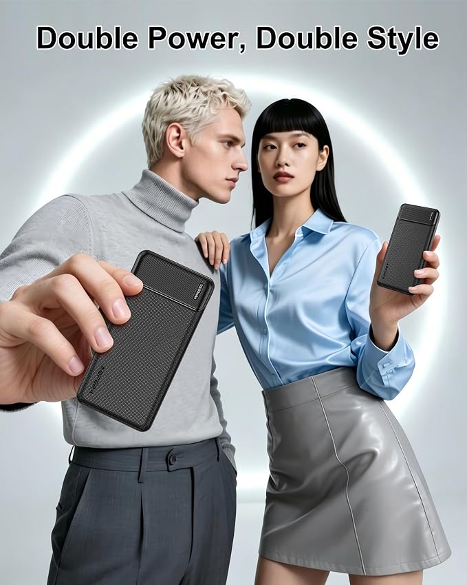 AsperX 2-Pack 10000mAh Slim Portable Charger,Portable Power Bank | USB C in&Out Fast Charging Battery Pack,Compatible with iPhone Samsung Tablet and Heated Vest