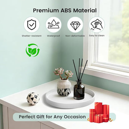 1 Pack 8" Bathroom and Vanity Tray, ABS Bathroom Counter Organizer, Coffee Table Decor for Perfume, Candles, Keys &More. Kitchen Countertop Organizer, Decorative Tray Soap Holder, White